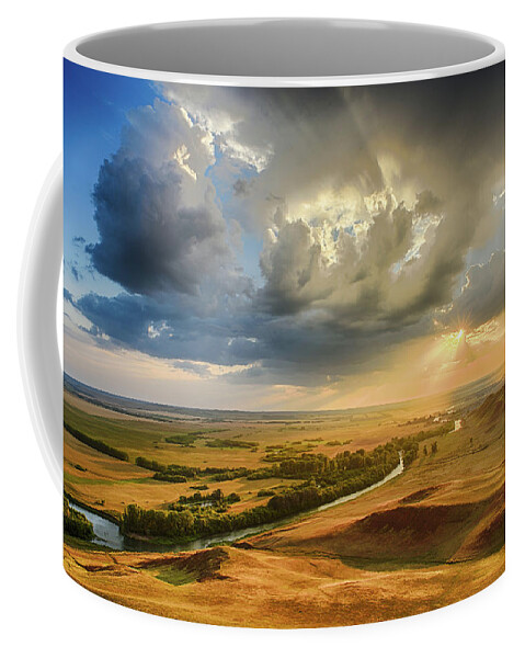 Hilltop Coffee Mug featuring the photograph Sunset Through the Rain Clouds by John Williams