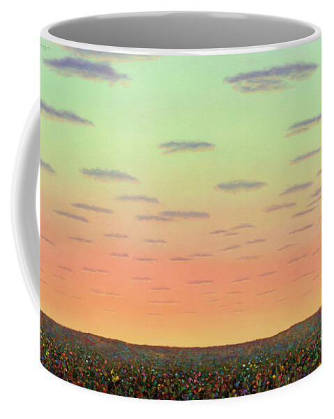 Sunset Coffee Mug featuring the painting Sunset with Wildflowers by James W Johnson