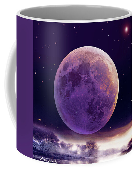 Cold Moon Coffee Mug featuring the digital art Super Cold Moon over December by Robin Moline