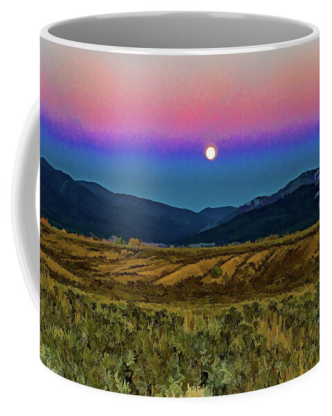 Santa Coffee Mug featuring the photograph Super moon over Taos by Charles Muhle