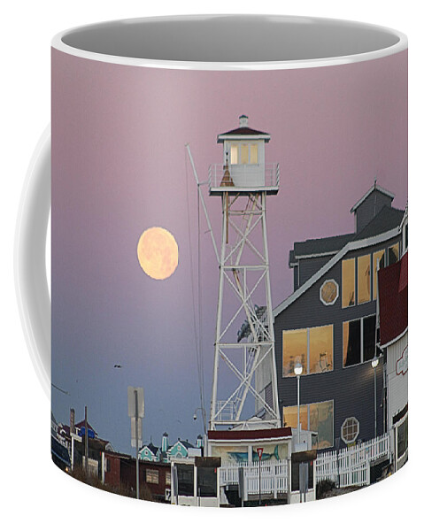 Moon Coffee Mug featuring the photograph Super Wolf Moon At The Watch Tower by Robert Banach