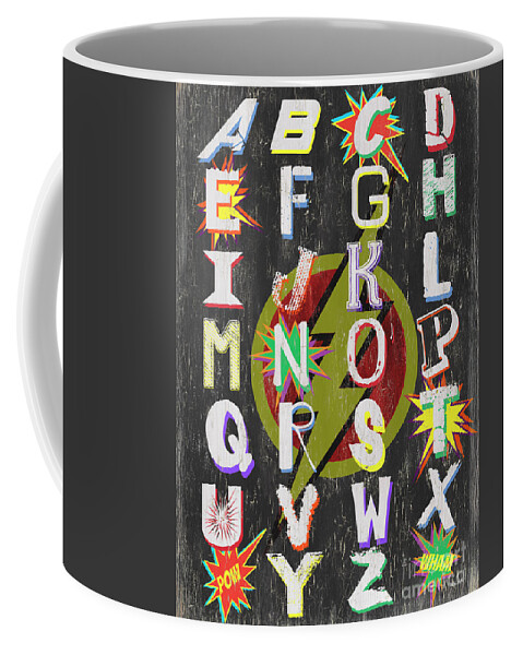 Alphabet Coffee Mug featuring the painting Superhero Alphabet by Debbie DeWitt
