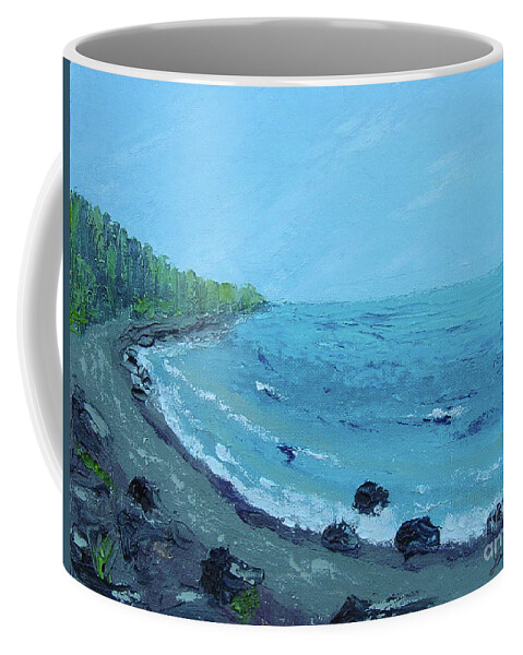 Lake Superior Coffee Mug featuring the painting Superior Coast 1 by Lilibeth Andre