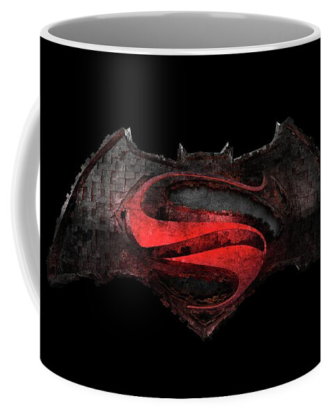 Superman Vs Batman # Dawn Of Justice # Batman V Superman # Bvs # Epic # Superman # Batman # Dc # Marvel# Batman # Comics # Justice Coffee Mug featuring the photograph Superman Vs Batman by Louis Ferreira