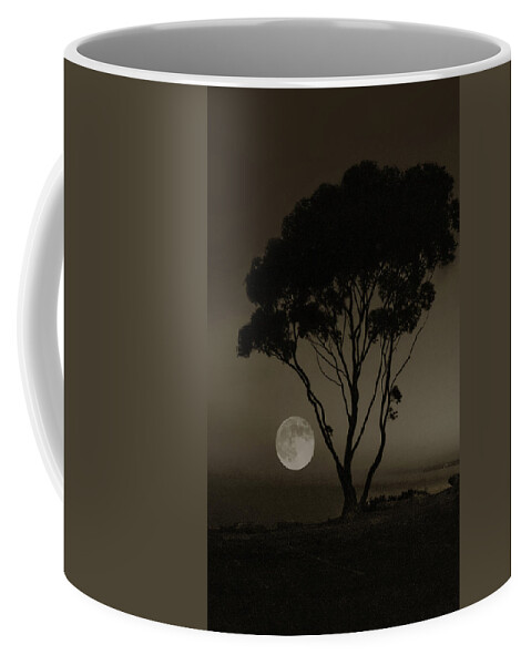 Moon Coffee Mug featuring the mixed media Supermoon at Tree by Joseph Hollingsworth