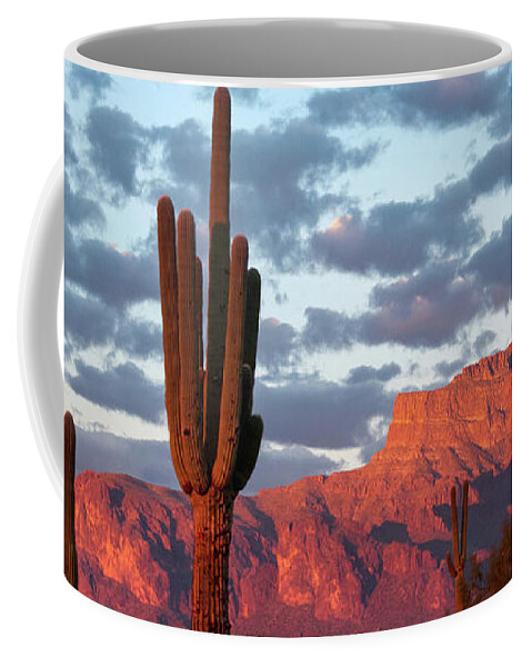 Superstition Mountain Coffee Mug featuring the photograph Superstitions Mt Pink Custom Pano by Joanne West