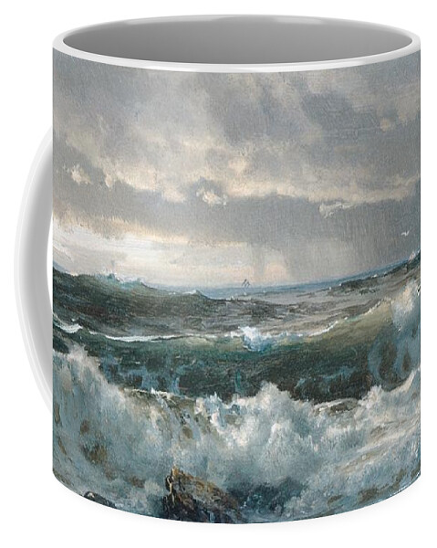 Winslow Homer Coffee Mug featuring the digital art Surf on the Rocks by Newwwman