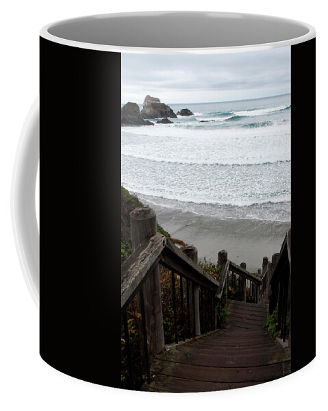 Nature Coffee Mug featuring the photograph Surf Stairway by Lorraine Devon Wilke