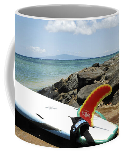 Surfboard Coffee Mug featuring the photograph Surfboard on Maui by Micah May