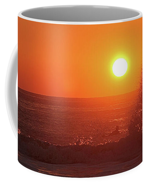 Sun Coffee Mug featuring the photograph Surfing and Splashing by Robert Banach