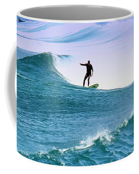Surfing Coffee Mug featuring the photograph Surfing At Carmel Beach 2 by Joyce Dickens