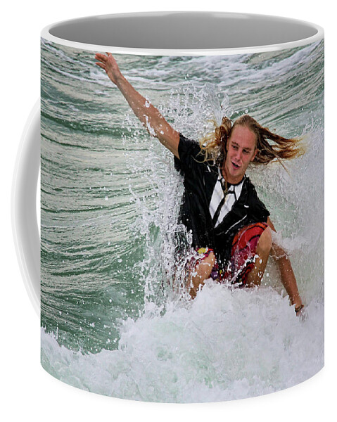 Surfing Cocoa Beach Coffee Mug featuring the photograph Surfing Cocoa Beach by Pat Cook