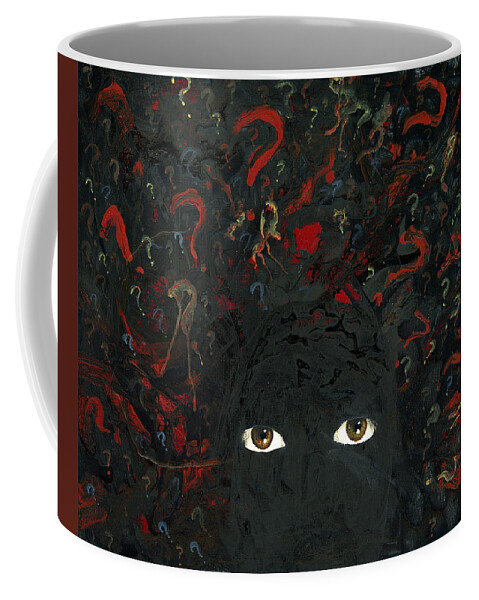 Surrounded Coffee Mug featuring the painting Surrounded By ? by Matthew Mezo