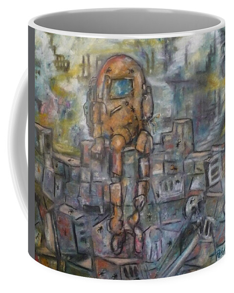 Crayon Coffee Mug featuring the painting Survivor  s by Todd Peterson