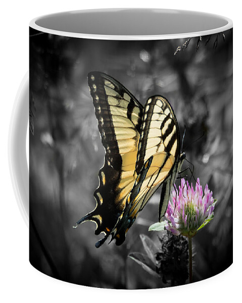 Butterfly Coffee Mug featuring the photograph Swallowtail Butterfly- Color Pop by Holden The Moment