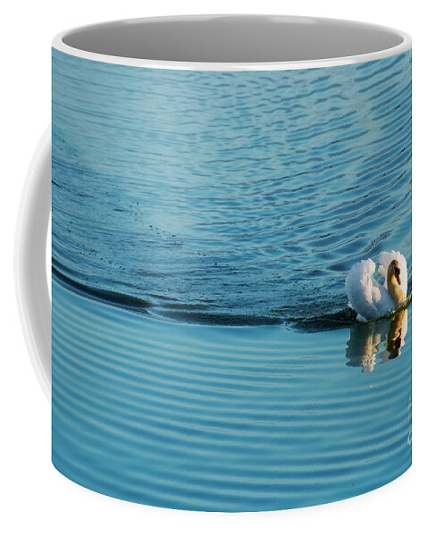 Swan Coffee Mug featuring the photograph Swan at Full Speed by David Arment
