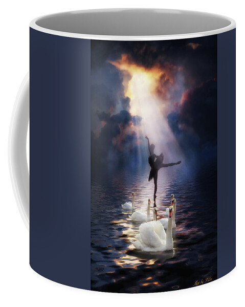 Swan Lake Coffee Mug featuring the digital art Swan Lake by Lilia D