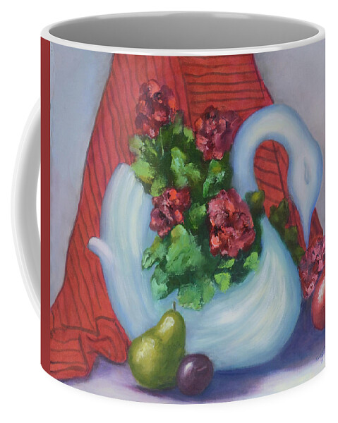 Swan Coffee Mug featuring the painting Swanza's Swan by Quwatha Valentine
