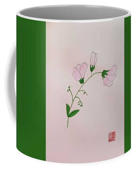 Pink Flower Coffee Mug featuring the painting Sweet Pea by Margaret Welsh Willowsilk