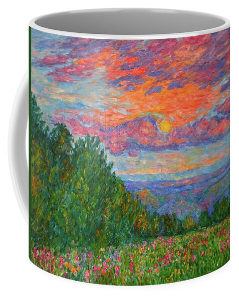 Landscapes For Sale Coffee Mug featuring the painting Sweet Pea Morning on the Blue Ridge by Kendall Kessler