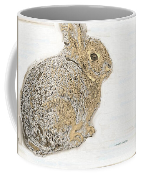 Minimal Coffee Mug featuring the mixed media Sweet Rabbit by Lenore Senior