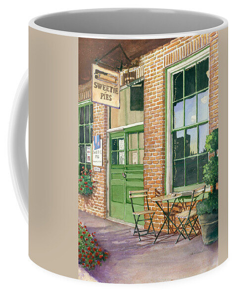 Cityscape Coffee Mug featuring the painting Sweetie Pies Bakery by Gail Chandler