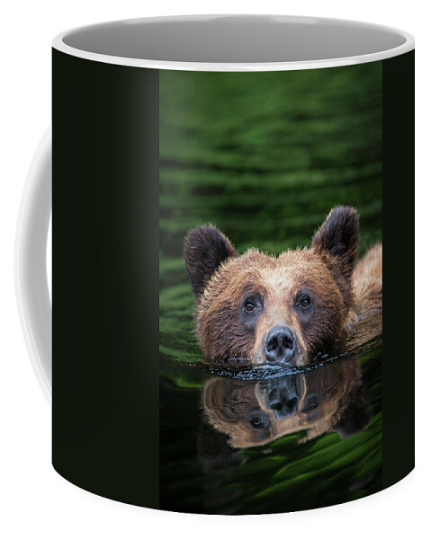 Bears Coffee Mug featuring the photograph Swimming Grizzly by Bill Cubitt