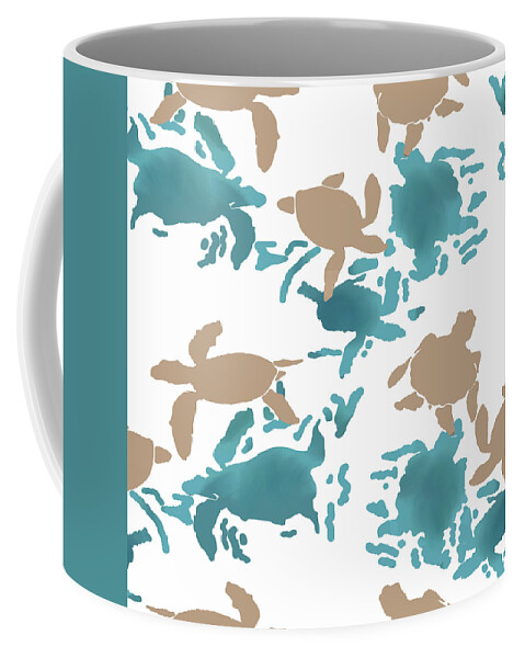 Turtle Coffee Mug featuring the digital art Swimming Turtles by April Burton