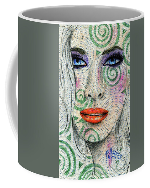 Face Coffee Mug featuring the drawing Swirl Girl by PJ Lewis