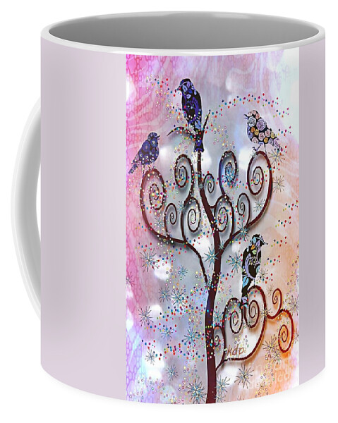Vector Birds Coffee Mug featuring the digital art Swirl Rainbow Tree by Kim Prowse