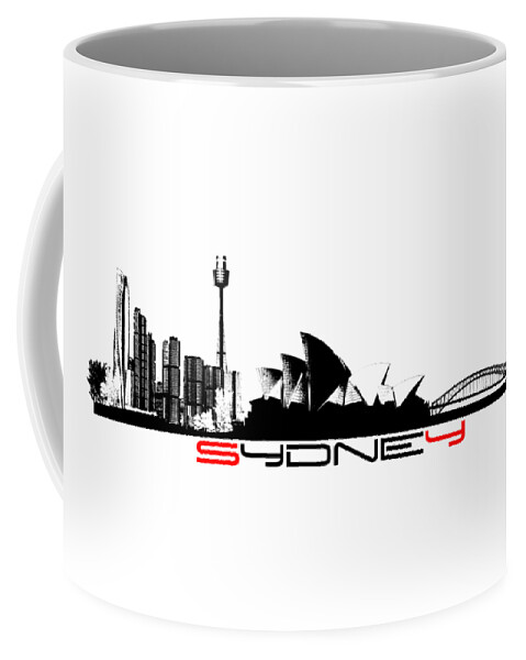 Sydney Coffee Mug featuring the digital art Sydney skyline black by Justyna Jaszke JBJart