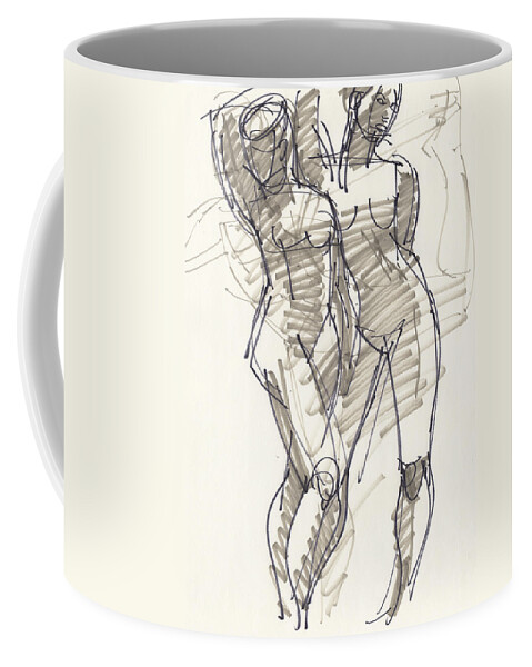 Figure Study Coffee Mug featuring the drawing Sylvia and Kath by Judith Kunzle