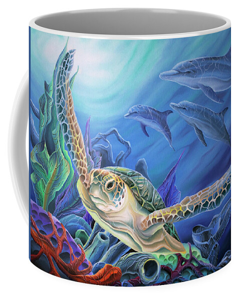 Sea Turtle Painting Coffee Mug featuring the painting Taking Flight by William Love
