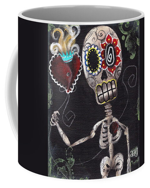 Day Of The Dead Coffee Mug featuring the painting Take my Heart by Abril Andrade