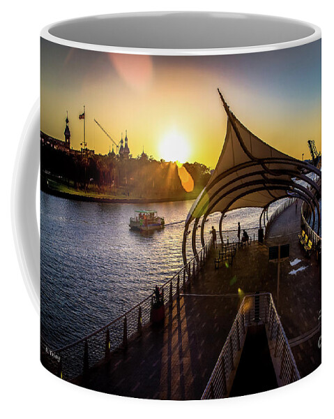 Tampa's Riverwalk Coffee Mug featuring the photograph Tampa's RiverWalk at Dusk by Rene Triay FineArt Photos
