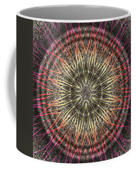 Experimental Mandalas Coffee Mug featuring the digital art Tangendental Meditation by Becky Titus