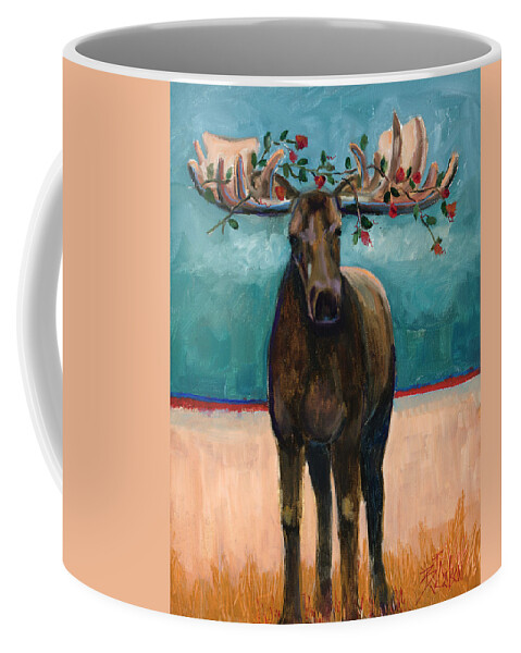 Moose Coffee Mug featuring the painting Tangled up in Love by Billie Colson