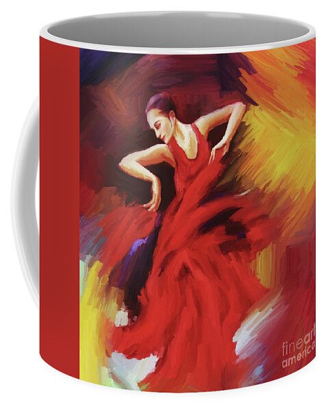Dance Coffee Mug featuring the painting Tango Dancer 02 by Gull G