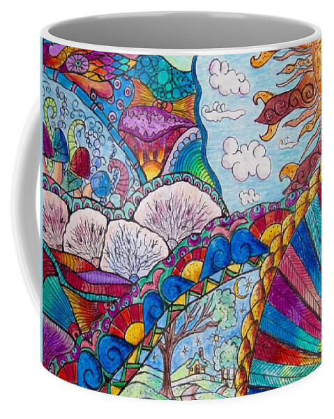Drawings Coffee Mug featuring the drawing Tapestry of Joy by Megan Walsh