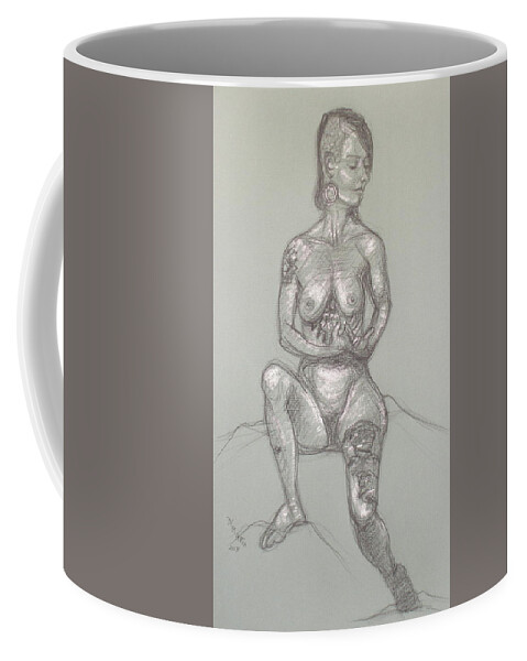 Realism Coffee Mug featuring the drawing Tara - Arms Folded by Donelli DiMaria
