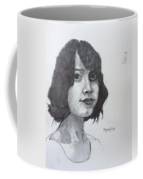 Tara Coffee Mug featuring the drawing Tara by Ray Agius