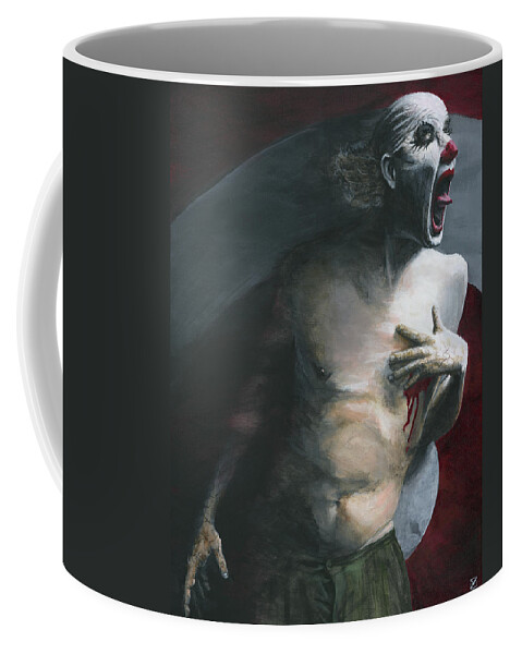 Clown Coffee Mug featuring the painting Target Practice by Matthew Mezo