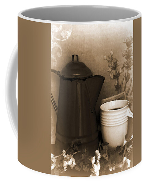 Pamela Walton Coffee Mug featuring the mixed media Tea Time by Pamela Walton