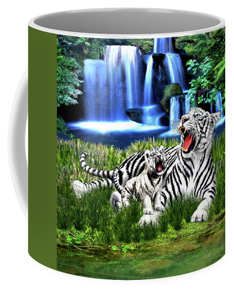 Tiger Cub Coffee Mug featuring the digital art Tiger Cub Learns to Roar by Glenn Holbrook