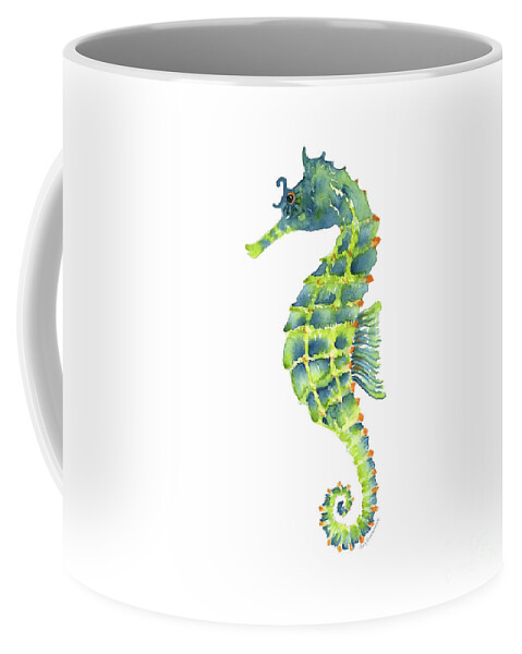 Seahorse Painting Coffee Mug featuring the painting Teal Green Seahorse - Square by Amy Kirkpatrick