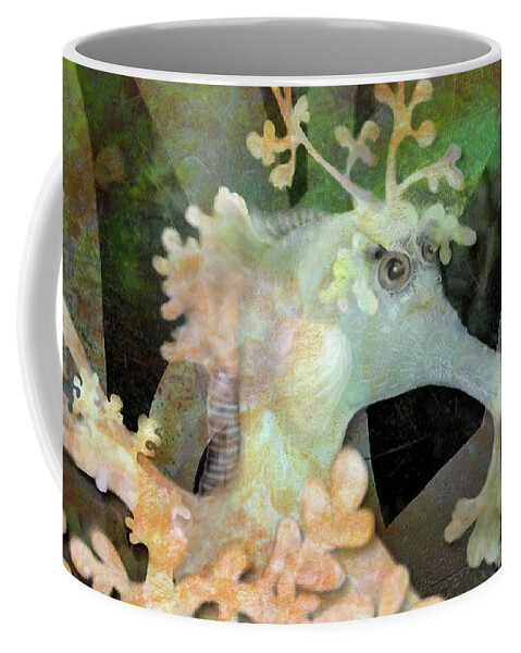 Seadragon Coffee Mug featuring the digital art Teal Leafy Sea Dragon by Sand And Chi