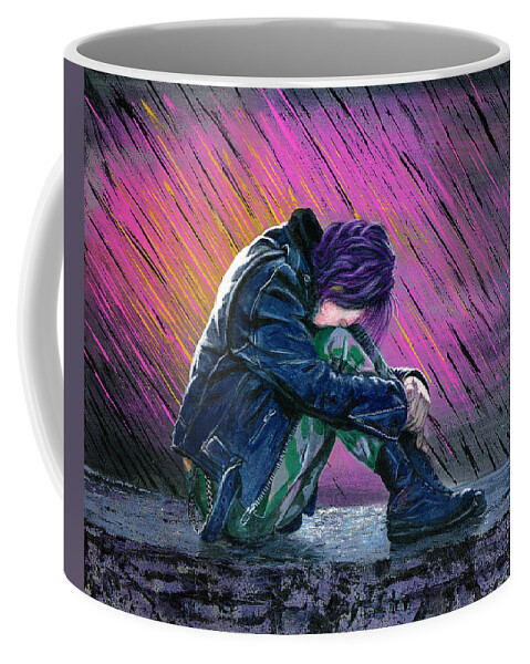 Portrait Coffee Mug featuring the painting Tears in the Rain by Matthew Mezo