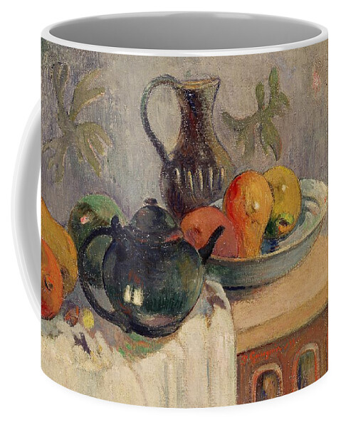 Teiera Coffee Mug featuring the painting Teiera Brocca e Frutta by Paul Gauguin