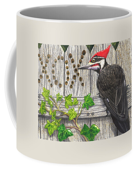 Woodpecker Coffee Mug featuring the painting Tell Me Why by Catherine G McElroy