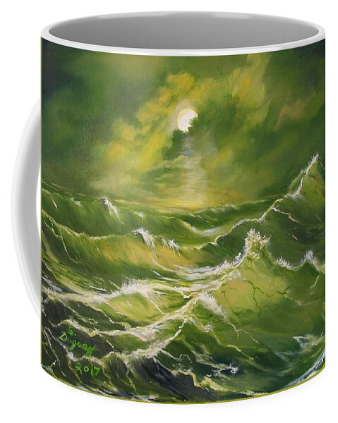 Mostly Green Coffee Mug featuring the painting Tempest by Sharon Duguay